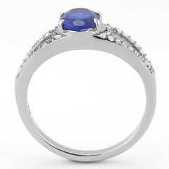 Alamode No Plating Stainless Steel Ring with Synthetic Spinel in London Blue - Flyclothing LLC