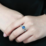 Alamode No Plating Stainless Steel Ring with Synthetic Spinel in London Blue - Alamode