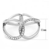 Alamode No Plating Stainless Steel Ring with AAA Grade CZ in Clear - Alamode