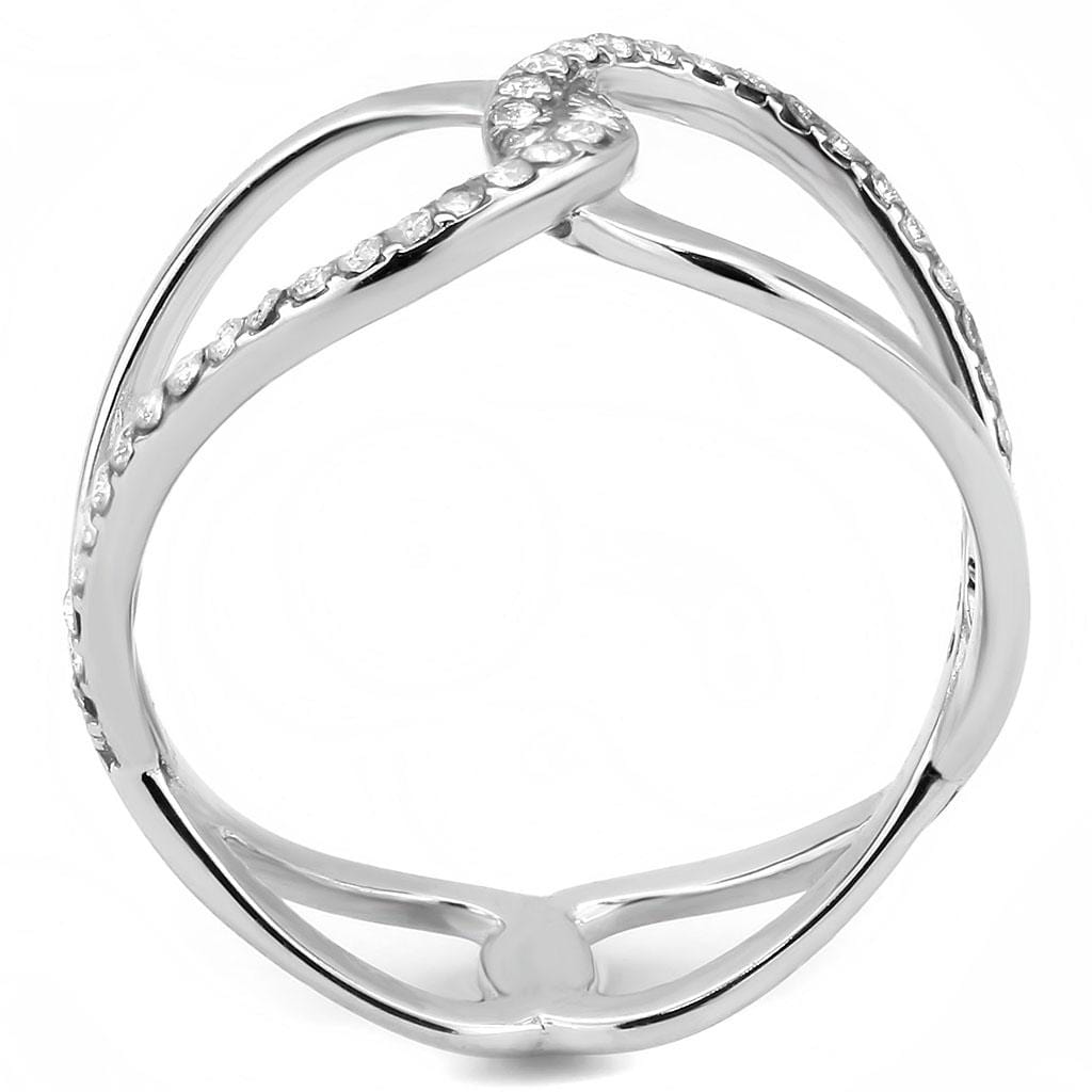 Alamode No Plating Stainless Steel Ring with AAA Grade CZ in Clear - Alamode