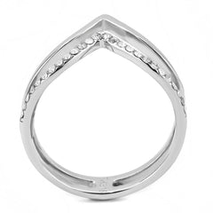 Alamode No Plating Stainless Steel Ring with AAA Grade CZ in Clear - Alamode