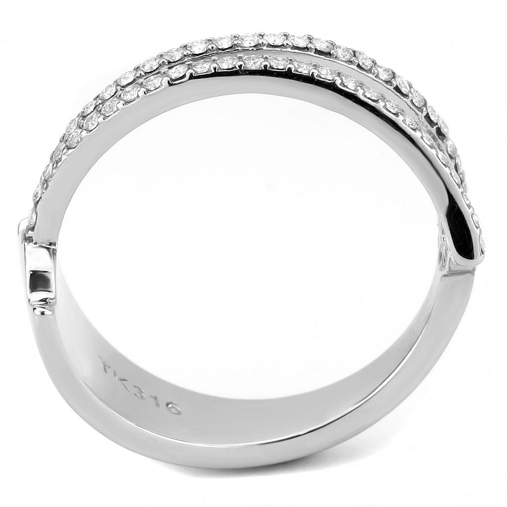 Alamode No Plating Stainless Steel Ring with AAA Grade CZ in Clear - Alamode