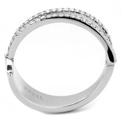 Alamode No Plating Stainless Steel Ring with AAA Grade CZ in Clear - Alamode