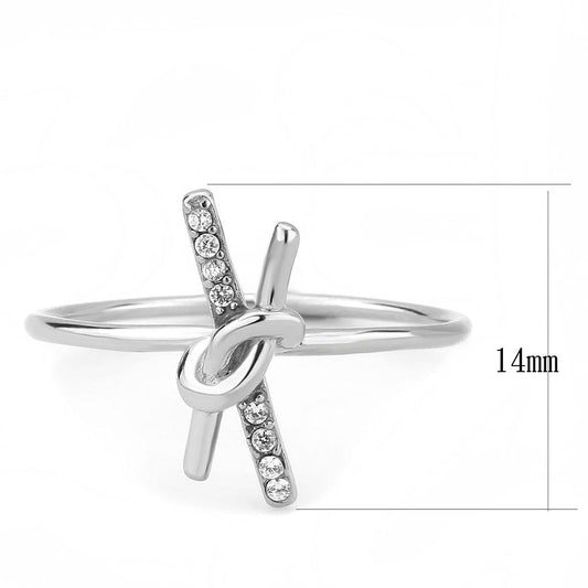 Alamode No Plating Stainless Steel Ring with AAA Grade CZ in Clear - Alamode