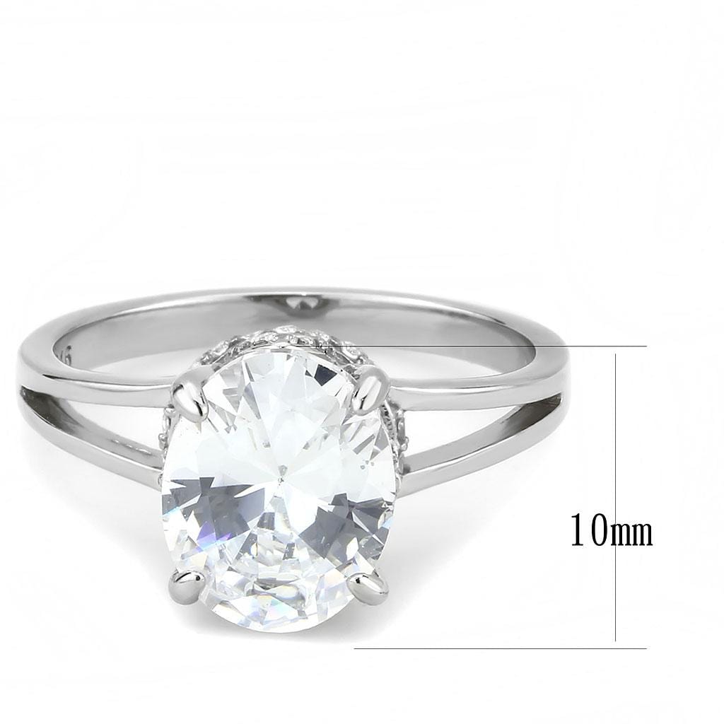 Alamode No Plating Stainless Steel Ring with AAA Grade CZ in Clear - Alamode