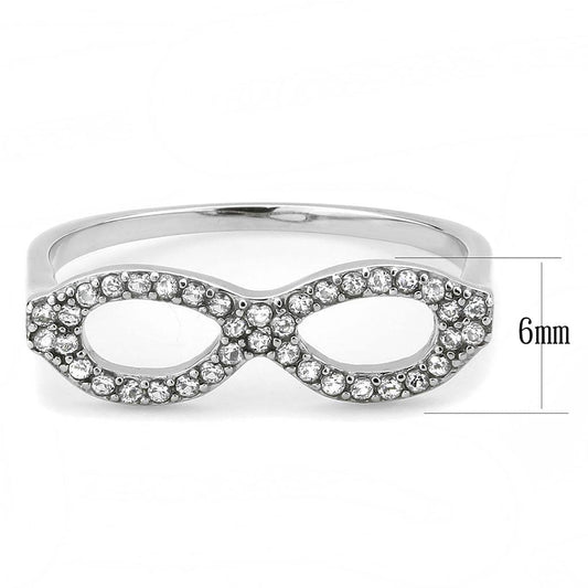 Alamode No Plating Stainless Steel Ring with AAA Grade CZ in Clear - Alamode