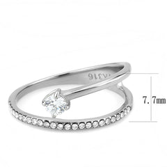 Alamode No Plating Stainless Steel Ring with AAA Grade CZ in Clear - Alamode