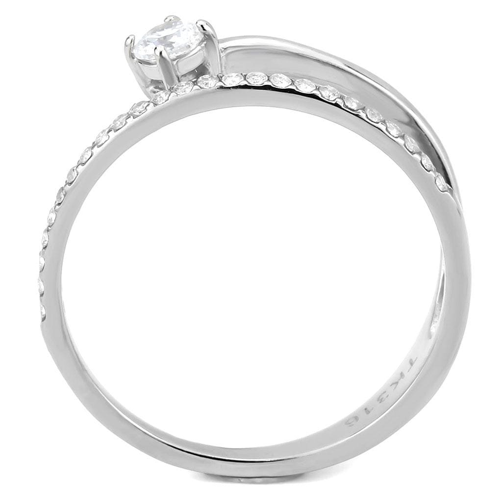 Alamode No Plating Stainless Steel Ring with AAA Grade CZ in Clear - Alamode