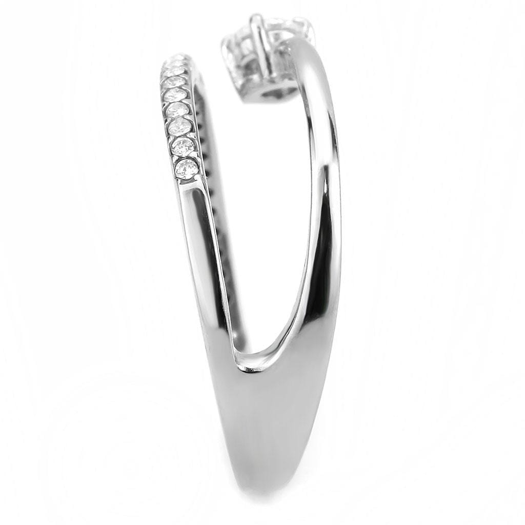 Alamode No Plating Stainless Steel Ring with AAA Grade CZ in Clear - Alamode