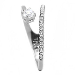 Alamode No Plating Stainless Steel Ring with AAA Grade CZ in Clear - Alamode