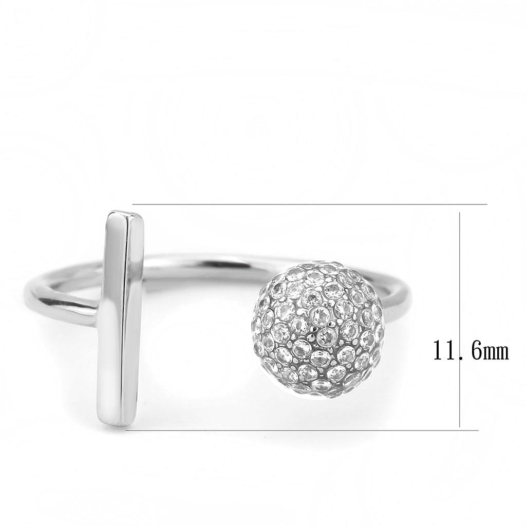 Alamode No Plating Stainless Steel Ring with AAA Grade CZ in Clear - Alamode