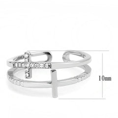 Alamode No Plating Stainless Steel Ring with AAA Grade CZ in Clear - Alamode