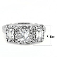 Alamode No Plating Stainless Steel Ring with AAA Grade CZ in Clear - Alamode