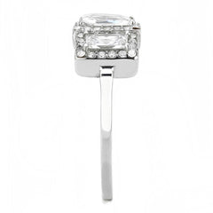 Alamode No Plating Stainless Steel Ring with AAA Grade CZ in Clear - Alamode