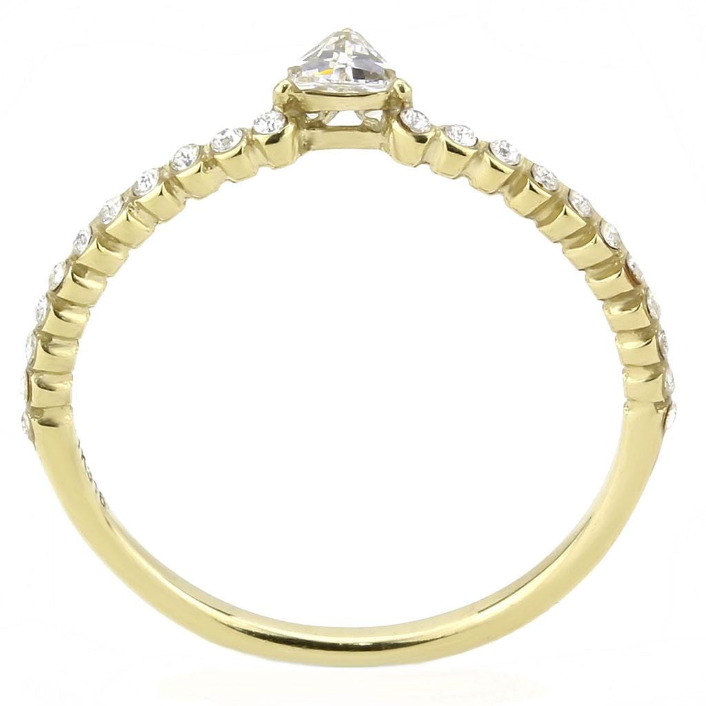 Alamode IP Gold(Ion Plating) Stainless Steel Ring with AAA Grade CZ in Clear - Alamode