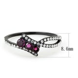 Alamode IP Black(Ion Plating) Stainless Steel Ring with AAA Grade CZ in Fuchsia - Alamode