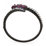 Alamode IP Black(Ion Plating) Stainless Steel Ring with AAA Grade CZ in Fuchsia - Alamode