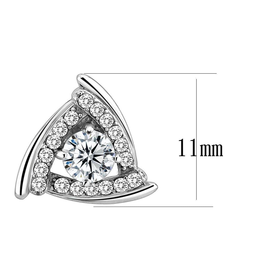 Alamode No Plating Stainless Steel Earrings with AAA Grade CZ in Clear - Alamode