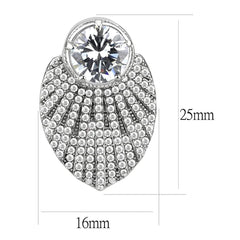 Alamode No Plating Stainless Steel Earrings with AAA Grade CZ in Clear - Alamode