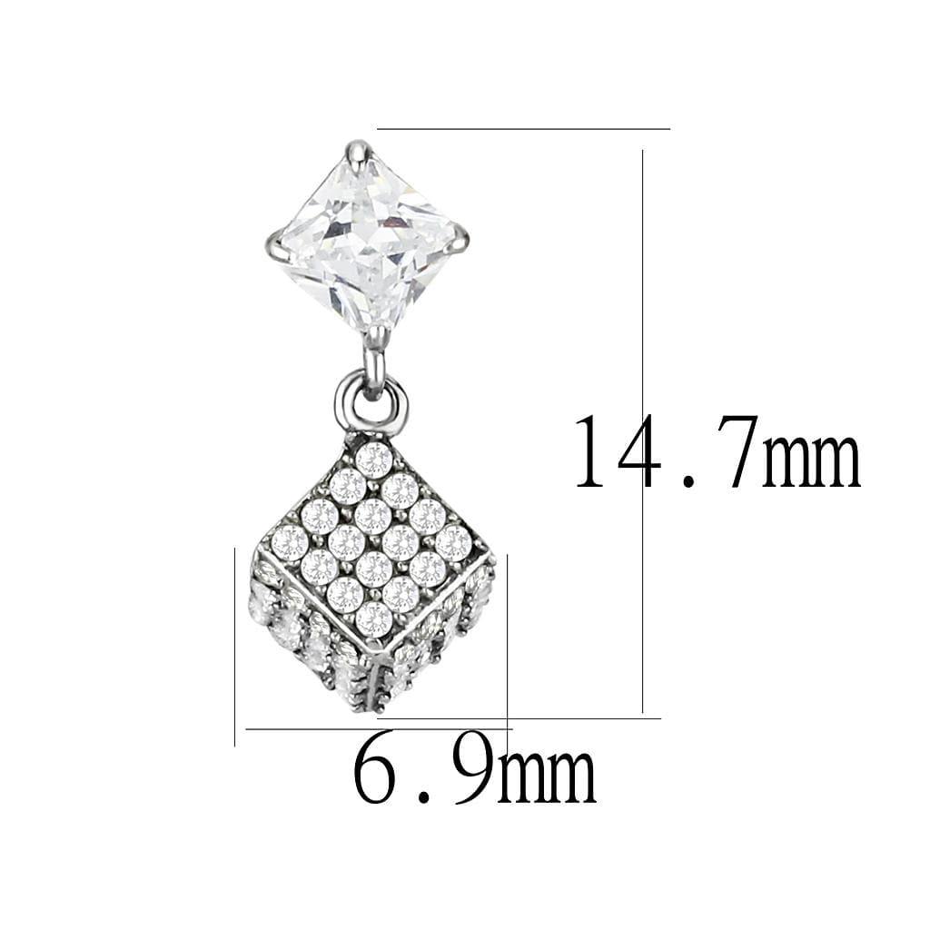 Alamode No Plating Stainless Steel Earrings with AAA Grade CZ in Clear - Alamode