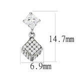 Alamode No Plating Stainless Steel Earrings with AAA Grade CZ in Clear - Alamode