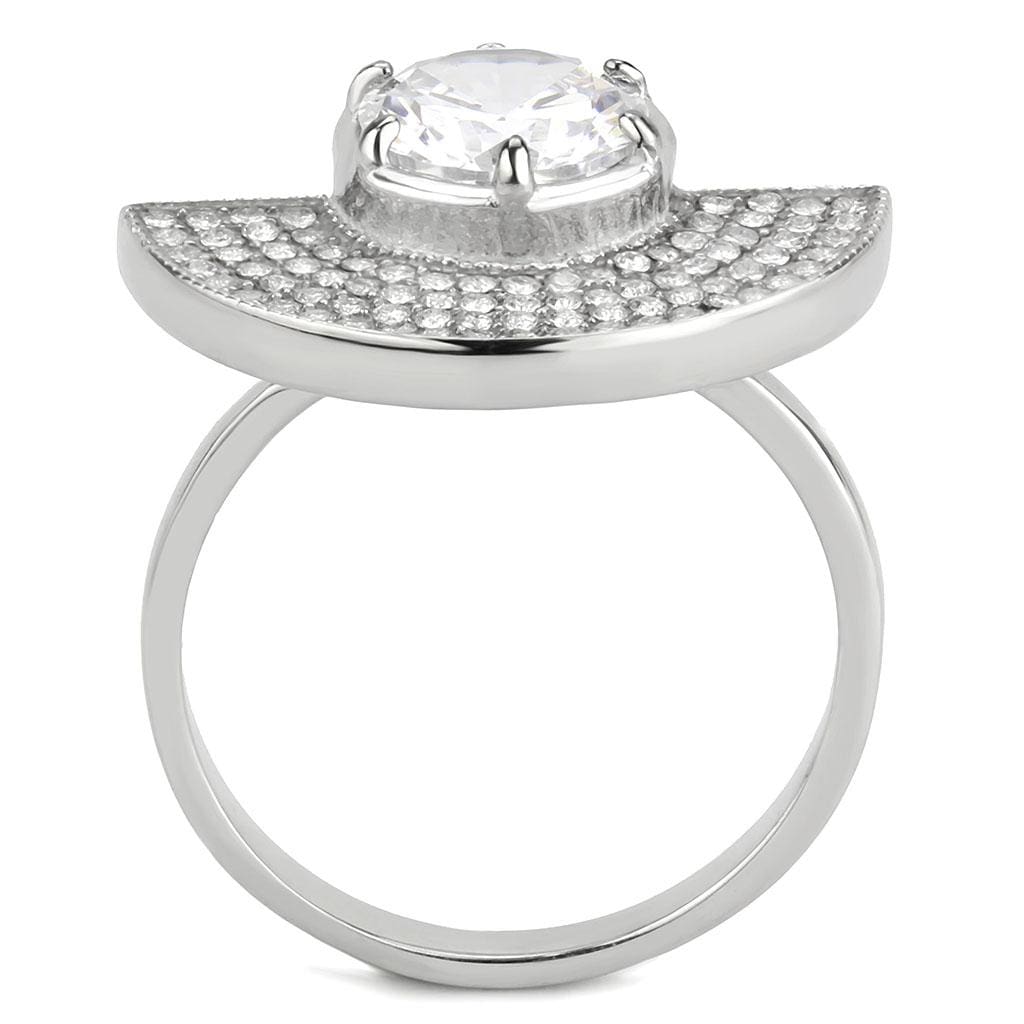 Alamode No Plating Stainless Steel Ring with AAA Grade CZ in Clear - Alamode