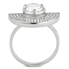 Alamode No Plating Stainless Steel Ring with AAA Grade CZ in Clear - Alamode