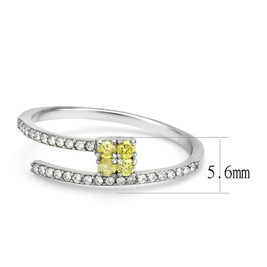 Alamode No Plating Stainless Steel Ring with AAA Grade CZ in Topaz - Flyclothing LLC