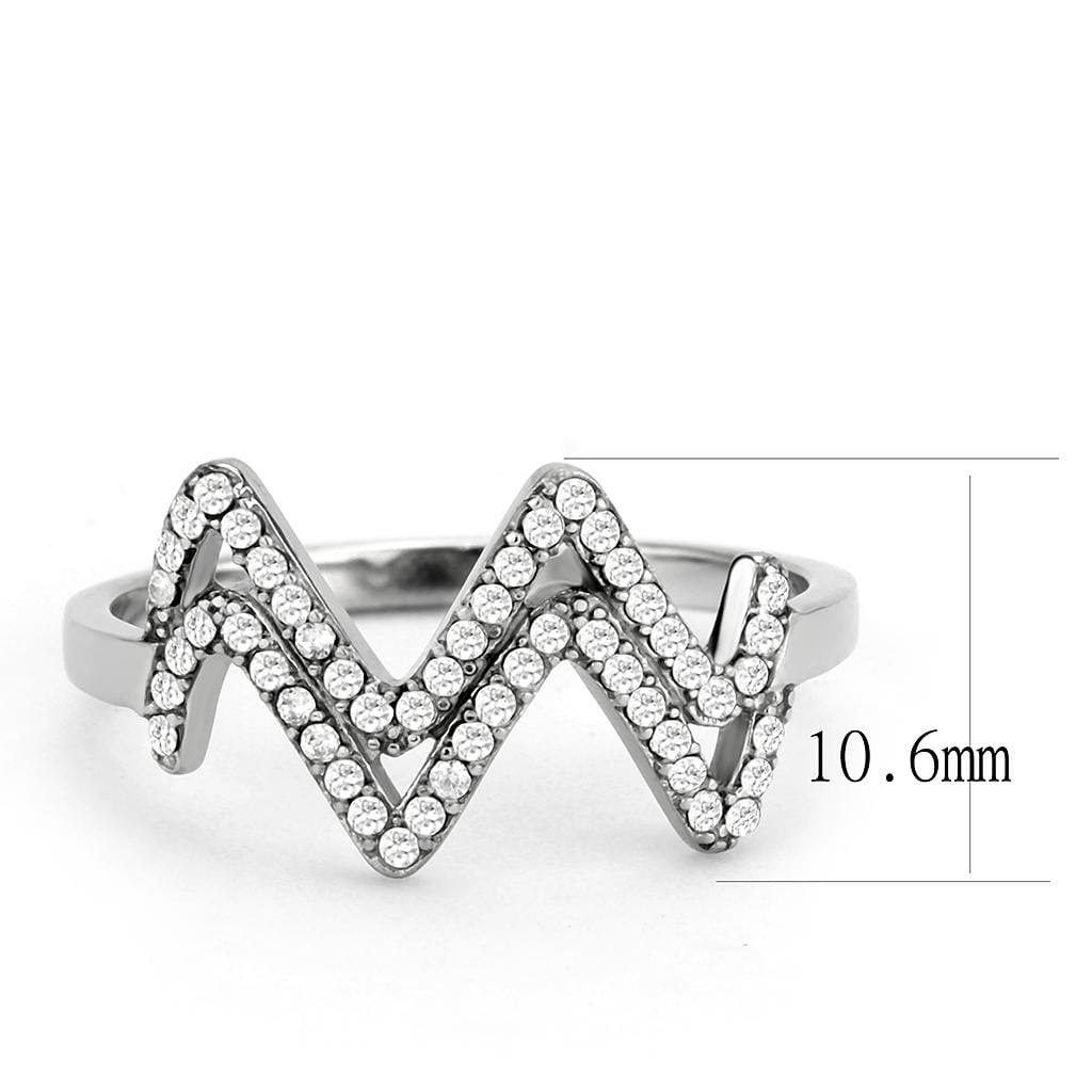 Alamode No Plating Stainless Steel Ring with AAA Grade CZ in Clear - Alamode