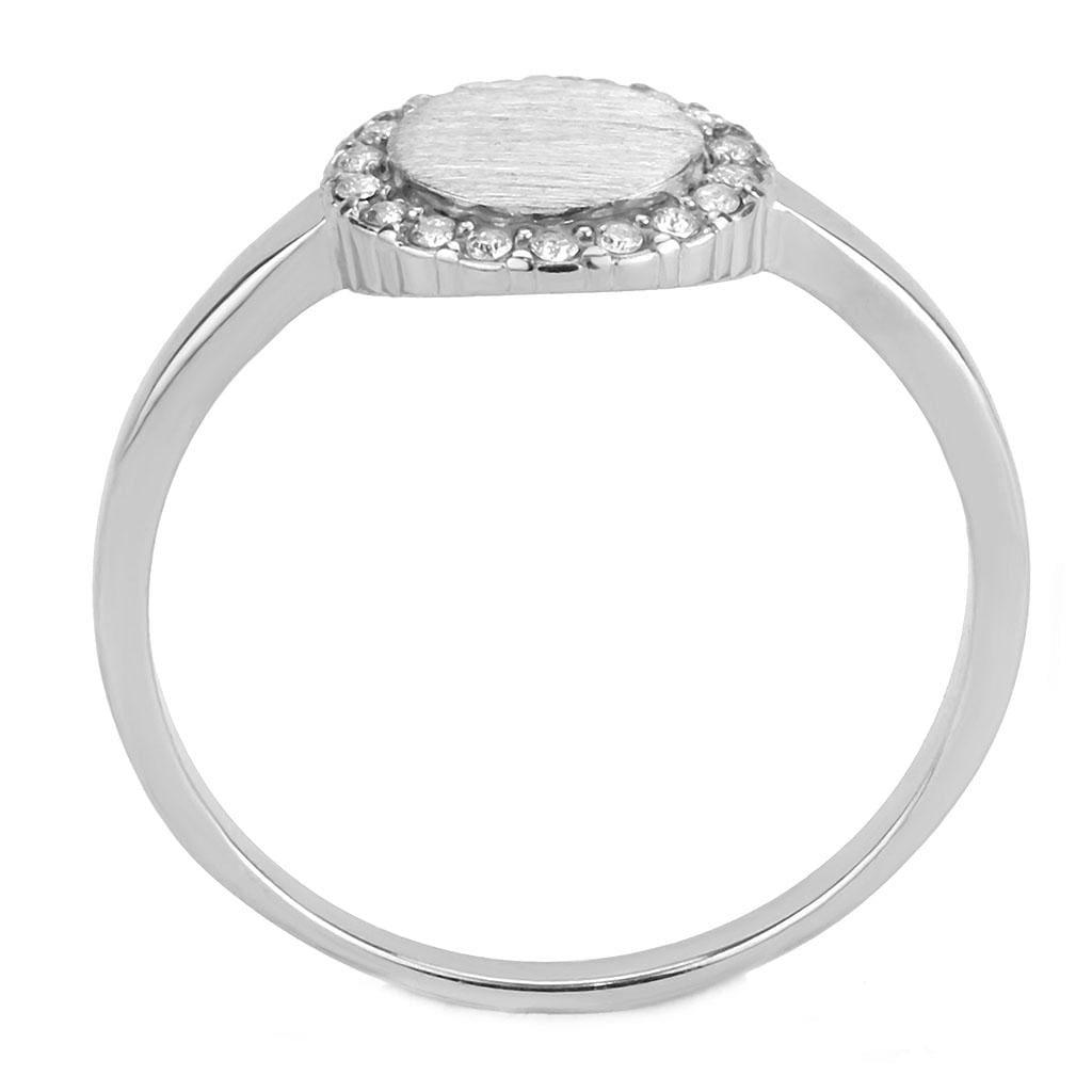 Alamode No Plating Stainless Steel Ring with AAA Grade CZ in Clear - Alamode