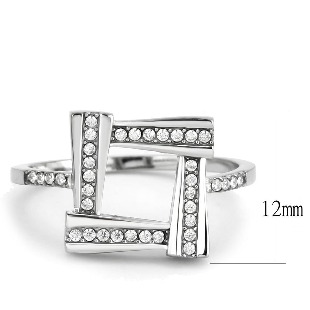 Alamode No Plating Stainless Steel Ring with AAA Grade CZ in Clear - Alamode