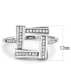 Alamode No Plating Stainless Steel Ring with AAA Grade CZ in Clear - Alamode