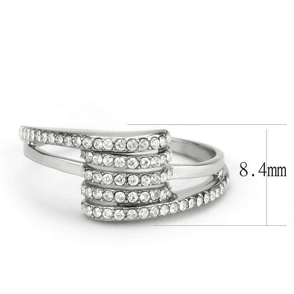 Alamode No Plating Stainless Steel Ring with AAA Grade CZ in Clear - Alamode