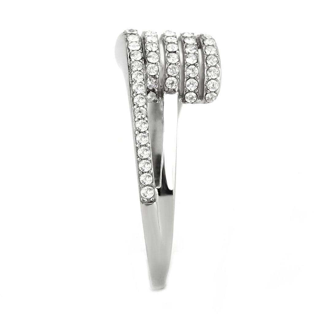 Alamode No Plating Stainless Steel Ring with AAA Grade CZ in Clear - Alamode