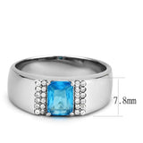 Alamode No Plating Stainless Steel Ring with Synthetic Synthetic Glass in Sea Blue - Alamode