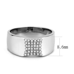 Alamode No Plating Stainless Steel Ring with AAA Grade CZ in Clear - Alamode