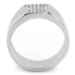 Alamode No Plating Stainless Steel Ring with AAA Grade CZ in Clear - Alamode