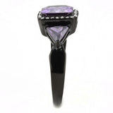 Alamode IP Black(Ion Plating) Stainless Steel Ring with AAA Grade CZ in Amethyst - Alamode