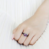 Alamode IP Black(Ion Plating) Stainless Steel Ring with AAA Grade CZ in Amethyst - Alamode