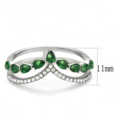 Alamode High polished (no plating) Stainless Steel Ring with Synthetic Synthetic Glass in Emerald - Alamode