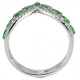 Alamode High polished (no plating) Stainless Steel Ring with Synthetic Synthetic Glass in Emerald - Alamode