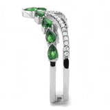 Alamode High polished (no plating) Stainless Steel Ring with Synthetic Synthetic Glass in Emerald - Alamode