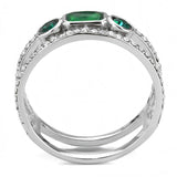 Alamode High polished (no plating) Stainless Steel Ring with Synthetic Synthetic Glass in Emerald - Alamode