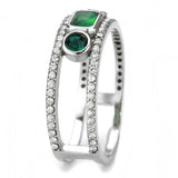 Alamode High polished (no plating) Stainless Steel Ring with Synthetic Synthetic Glass in Emerald - Alamode