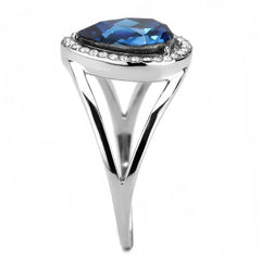 Alamode High polished (no plating) Stainless Steel Ring with Top Grade Crystal in Montana - Alamode