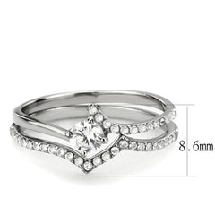 Alamode High polished (no plating) Stainless Steel Ring with AAA Grade CZ in Clear - Alamode