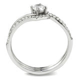 Alamode High polished (no plating) Stainless Steel Ring with AAA Grade CZ in Clear - Alamode