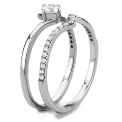 Alamode High polished (no plating) Stainless Steel Ring with AAA Grade CZ in Clear - Alamode