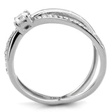 Alamode High polished (no plating) Stainless Steel Ring with AAA Grade CZ in Clear - Alamode