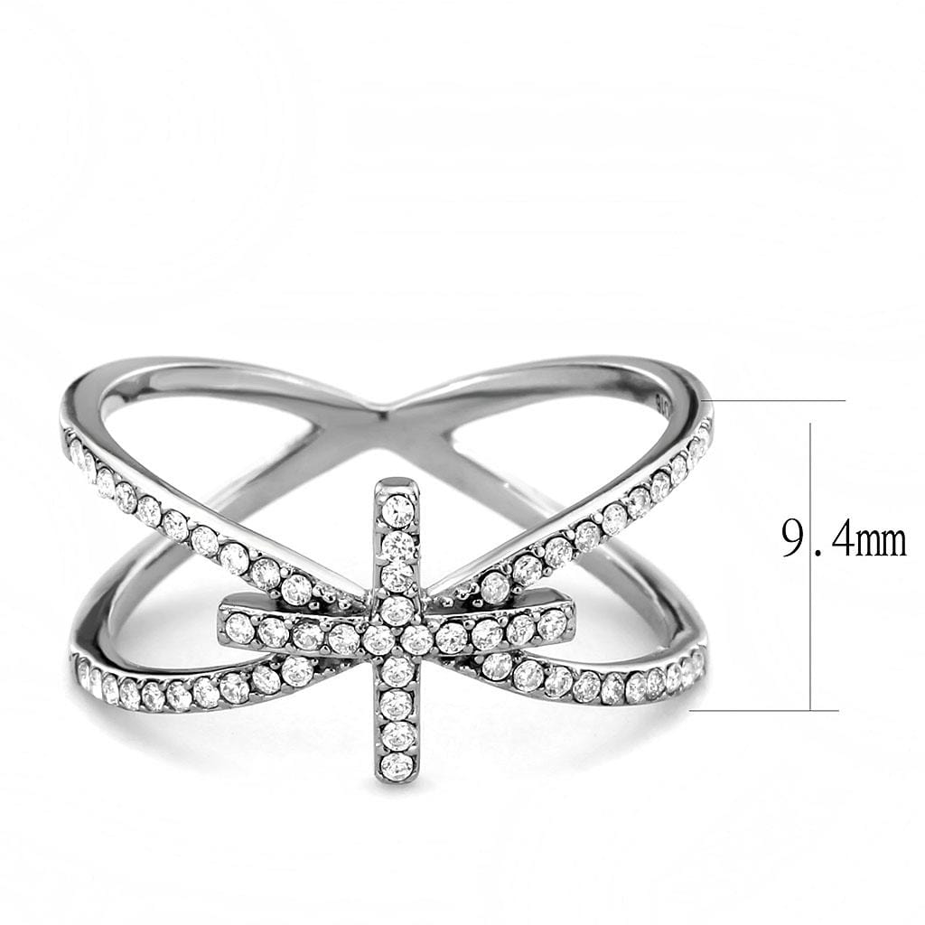 Alamode High polished (no plating) Stainless Steel Ring with AAA Grade CZ in Clear - Alamode